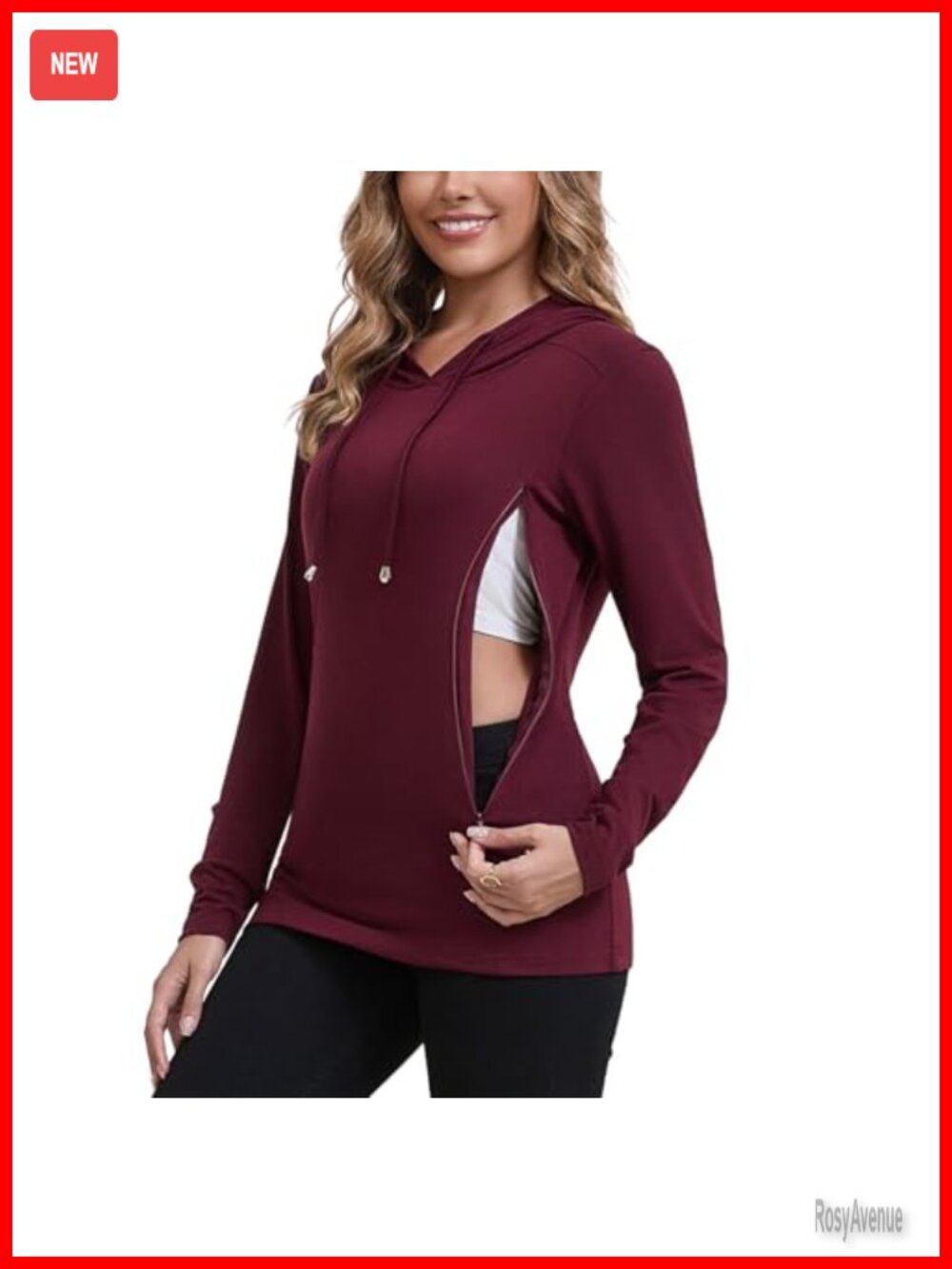 GINKANA Nursing Hoodie Hidden Zipper Breastfeeding Sweatshirt